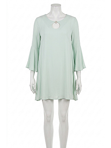 Entro Crochet Back Mini Dress in Sage (view 1)