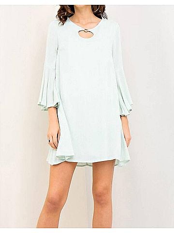 Entro Crochet Back Mini Dress in Sage (view 2)