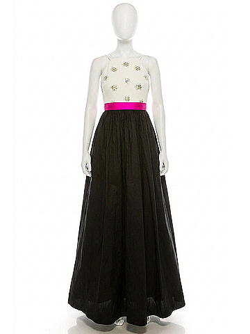 Aidan Mattox Embellished Halter A-Line Dress in Black Ivory (view 1)