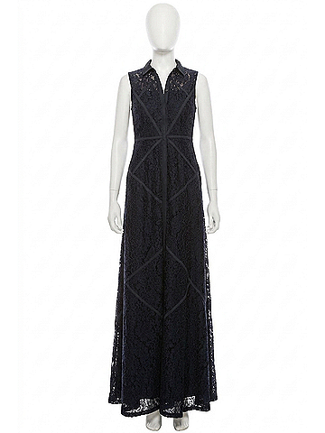 Aidan Mattox Sleeveless Piping Detail A-Line Dress in Twilight (view 1)