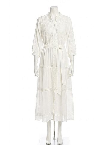 Karen Kane White Tiered Maxi Dress With Tie Front in White (view 1)