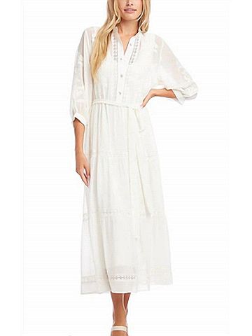 Karen Kane White Tiered Maxi Dress With Tie Front in White (view 2)