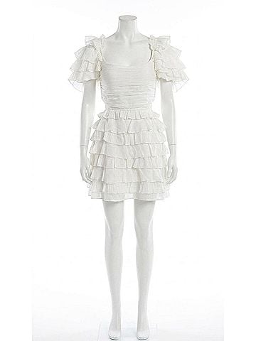 Elliatt Maya Ruffle Cutout Mini Dress in Ivory (view 1)