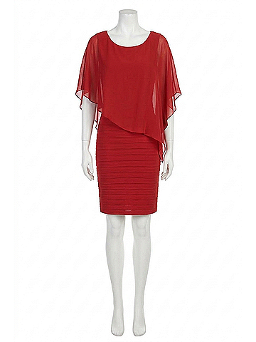 Frank Lyman Design Cape Overlay Sleeveless Dress in Tomato (view 1)