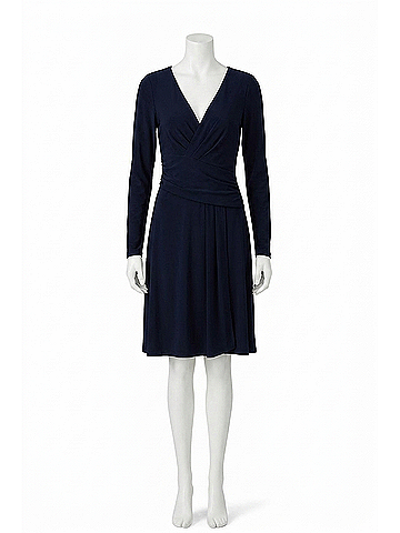 Ralph Lauren Jersey Long Sleeve Dress in Navy (view 1)