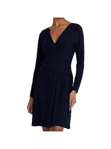 Ralph Lauren Jersey Long Sleeve Dress in Navy (view 2)