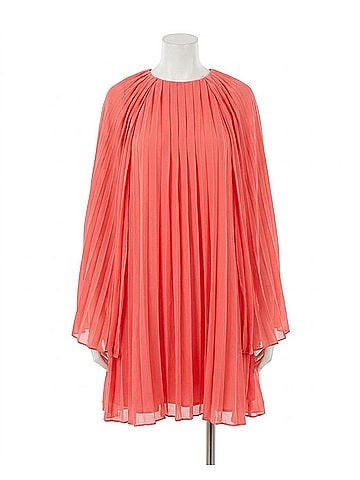 Strut & Bolt Destiny Pleated Cape Mini Dress in Coral (view 1)