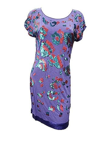 Hale Bob Hale Bob Short Sleeve Dress With Sequins in Purple (view 2)