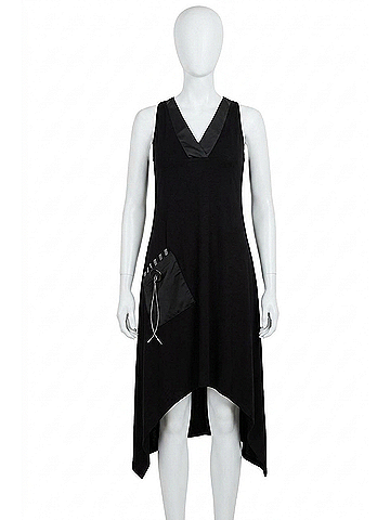 Angel V-Neck Sleeveless Dress in Black (view 1)