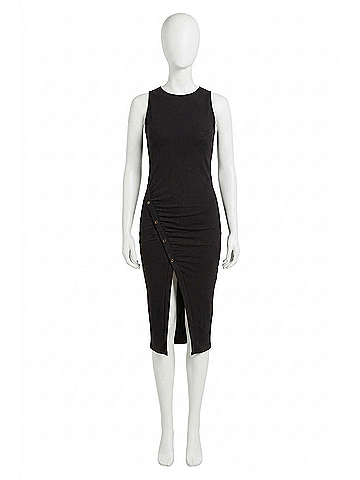 Project Social T Lana Fitted Asymmetrical Ruched Tank Dress in Black (view 1)