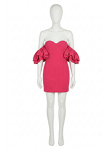 Line & Dot Robin Off The Shoulder Mini Dress in Raspberry (view 1)