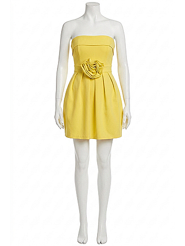 Badgley Mischka Strapless Fit And Flare Mini Dress in Sunny Yellow (view 1)