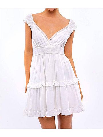Le Lis Love Note Ruffle Mini Dress in White (view 2)