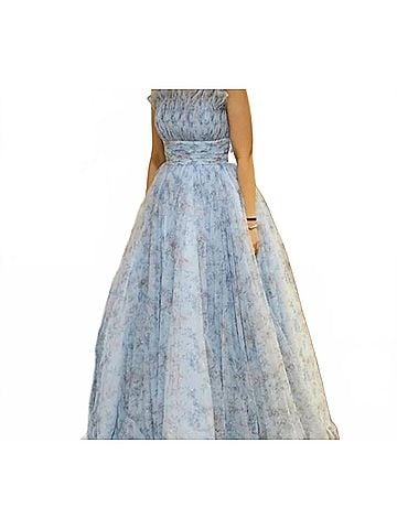 Jovani Women's Ferry Tail Tulle Gown in Periwinkle (view 2)