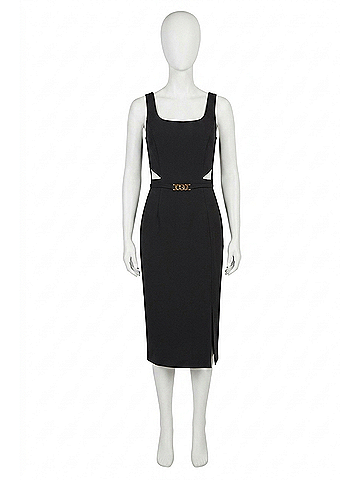 Joseph Ribkoff Lux Twill Sheath Dress in Black (view 1)