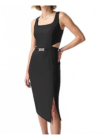 Joseph Ribkoff Lux Twill Sheath Dress in Black (view 2)