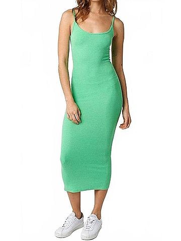 Olivaceous Lana Fitted Midi Dress in Green Apple (view 2)