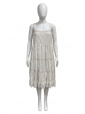 Oliphant Smock Backed Polka Maxi Dress in Ivory (view 1)