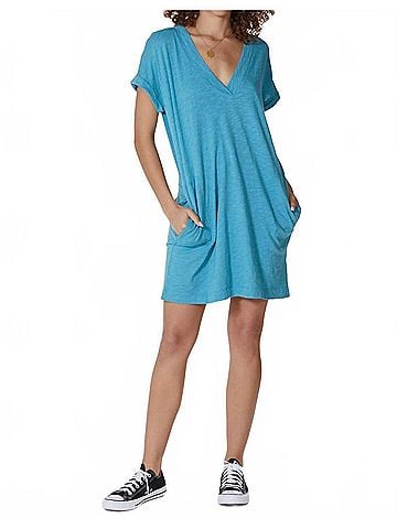 Bobi Dolman V-Neck Dress in Surf (view 2)