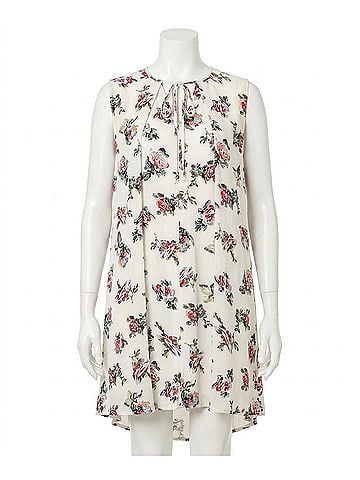 Umgee Floral Keyhole Sleeveless Dress in Ivory (view 1)