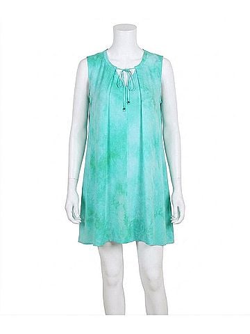 Umgee Tie Dye Sleeveless Keyhole Dress - Plus in Mint (view 1)