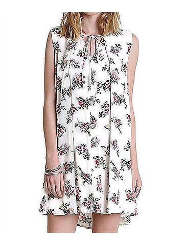 Umgee Floral Keyhole Sleeveless Dress in Ivory (view 2)