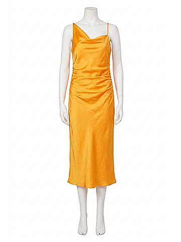 Lucy Paris Pierre Gathered Dress in Tangerine (view 1)