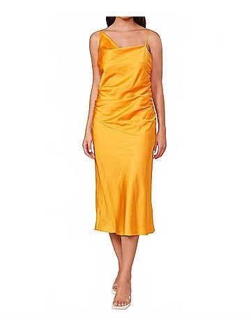Lucy Paris Pierre Gathered Dress in Tangerine (view 2)