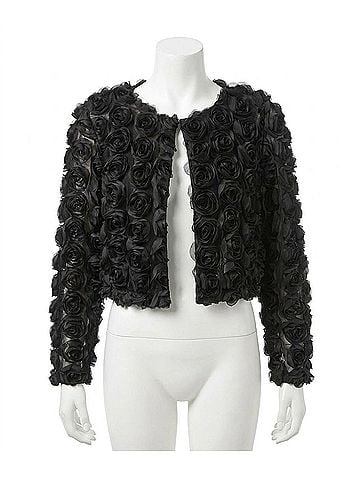 Joseph Ribkoff Rosette Long Sleeve Bolero Jacket in Black (view 1)