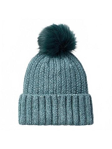 Ariat Women's Chilton Faux Fur Soft Knit Pom Beanie in Slate (view 2)