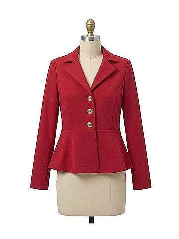 Joseph Ribkoff Notched Collar Peplum Blazer Jacket in Deep Cherry (view 1)