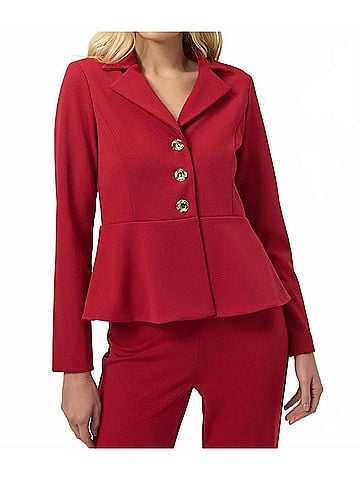 Joseph Ribkoff Notched Collar Peplum Blazer Jacket in Deep Cherry (view 2)