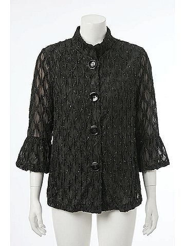 Joseph Ribkoff Cascade Print 3/4 Sleeves Trapeze Jacket in Black (view 1)