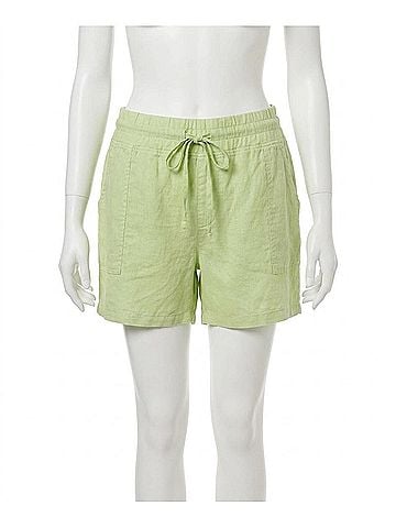 Kut from the Kloth Christina Linen Short in Lime Green (view 1)