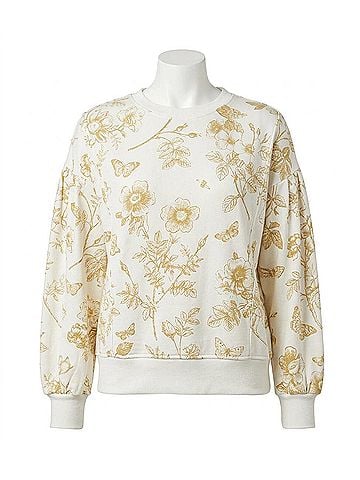Umgee Floral Crew Sweatshirt in Mocha (view 1)