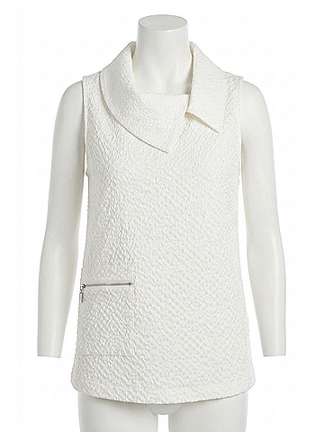 Joseph Ribkoff Textured Sleeveless Top in White (view 1)