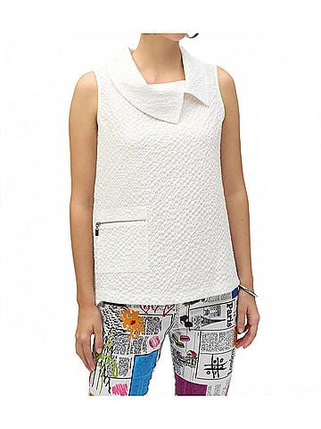 Joseph Ribkoff Textured Sleeveless Top in White (view 2)