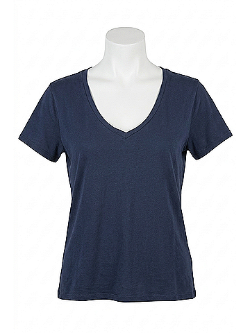 Dear John Madi V-Neck Jersey Short Sleeve Tee in Navy (view 1)