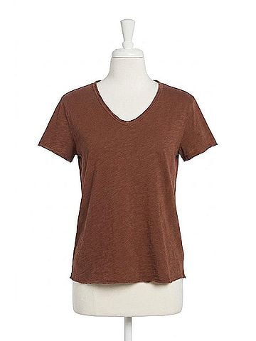Dear John Vanya V-Neck Slub Tee in Cocoa (view 1)