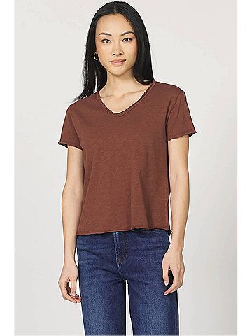 Dear John Vanya V-Neck Slub Tee in Cocoa (view 2)