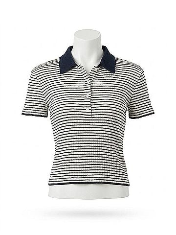 FRAME Pointelle Polo Shirt in Navy Multi (view 1)