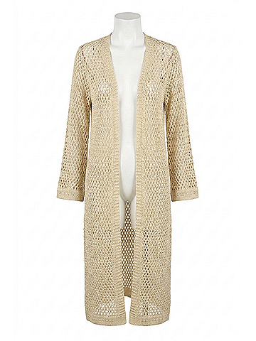 Joseph Ribkoff Sweater Knit Open Stitch Cover-Up in Gold (view 1)