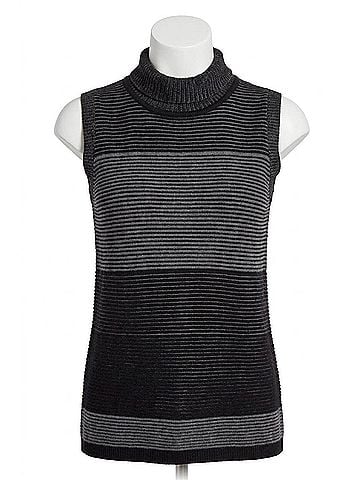 Tribal Sleeveless Cowlneck Sweater in Black (view 1)