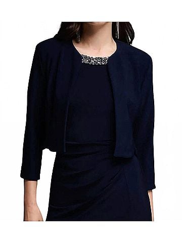 Joseph Ribkoff Jersey With Curved Hemline And Collar Detail Bolero in Midnight Blue (view 2)