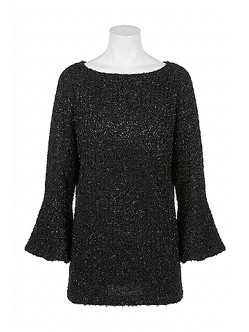 Joseph Ribkoff Embellished Relaxed Fit Pullover Top in Black (view 1)