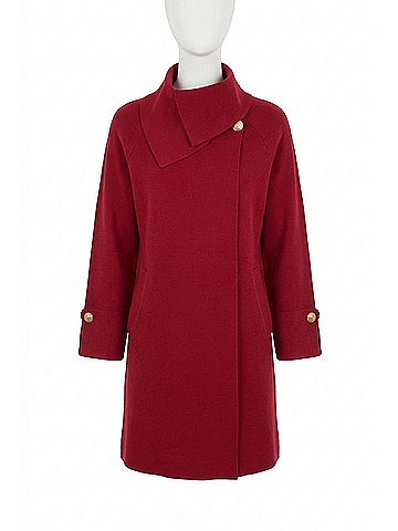 Joseph Ribkoff Sweater Knit Coat With Overlap Collar in Deep Cherry (view 1)