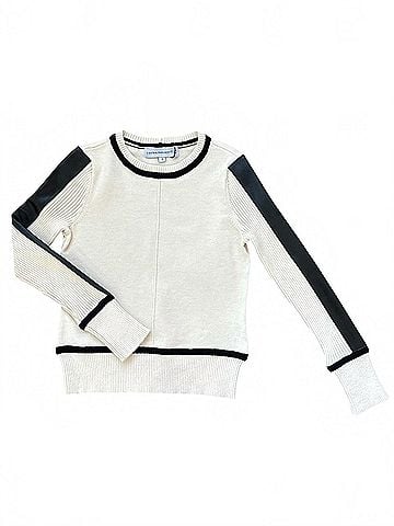 Central Park West Women's Cillian Sweater With Leather Accent in Ivory (view 1)