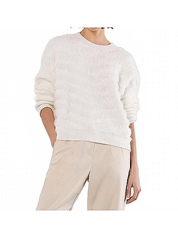 APRICOT Fluffy Stripe Jumper Sweater in White (view 2)
