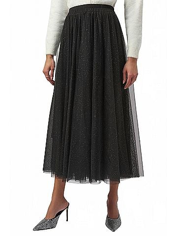 Joseph Ribkoff Tulle Flared Skirt in Black (view 2)