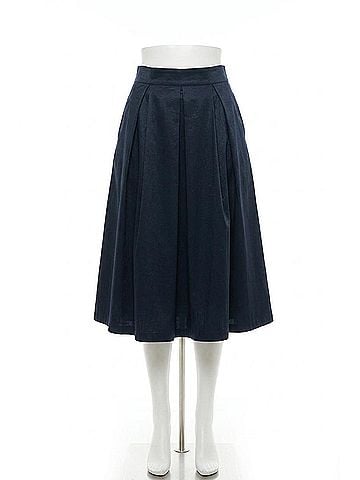 Joseph Ribkoff Stretch Taffeta Flared Skirt With Box Pleats in Midnight Blue (view 1)